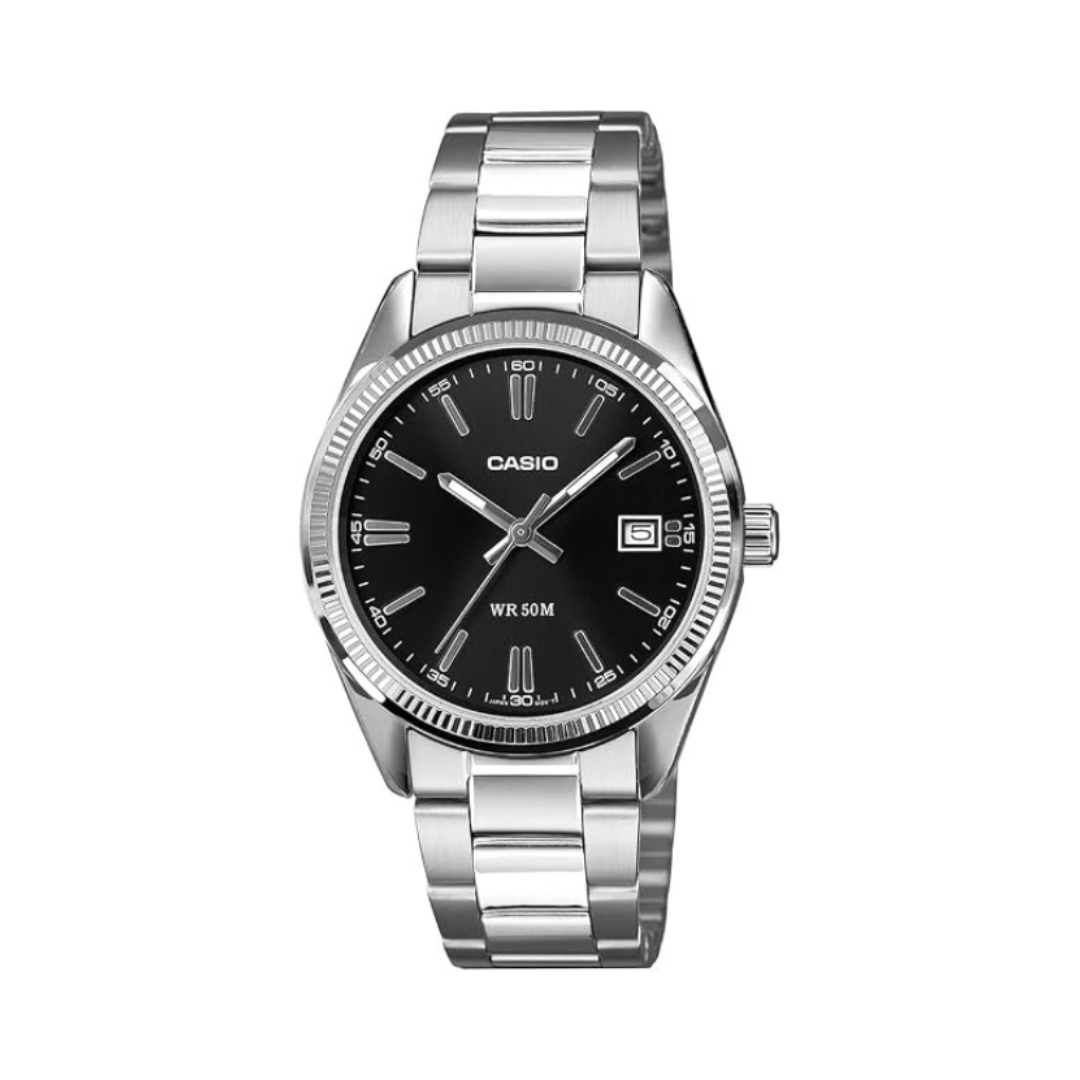 Casio UTP-1302PD-1AVDF A2563 | Unisex Quartz Black Dial Analog Stainless Steel Watch