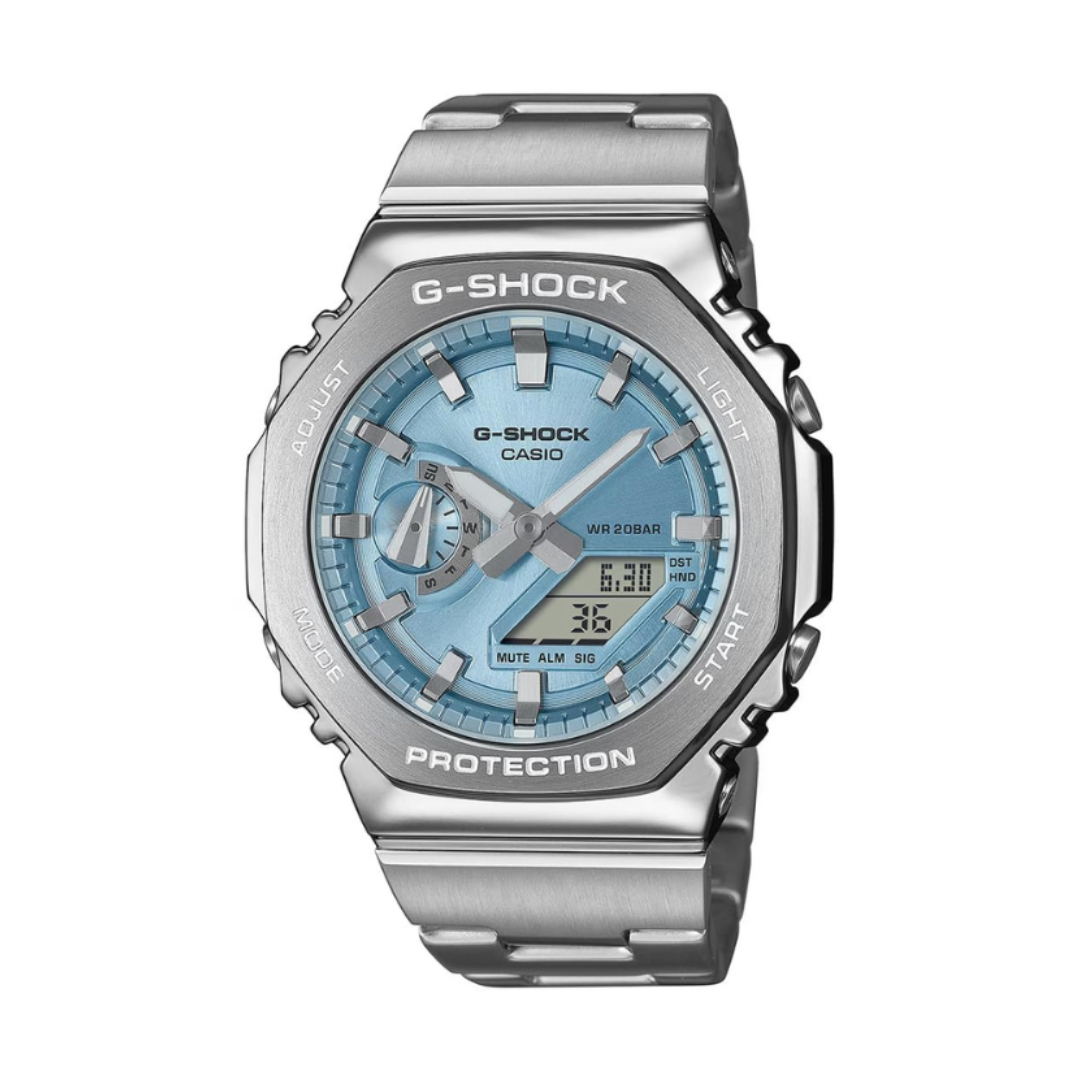 Casio GM-2110D-2ADR G1613 | G-Shock Men Quartz Blue Dial Analog-Digital Stainless Steel Watch