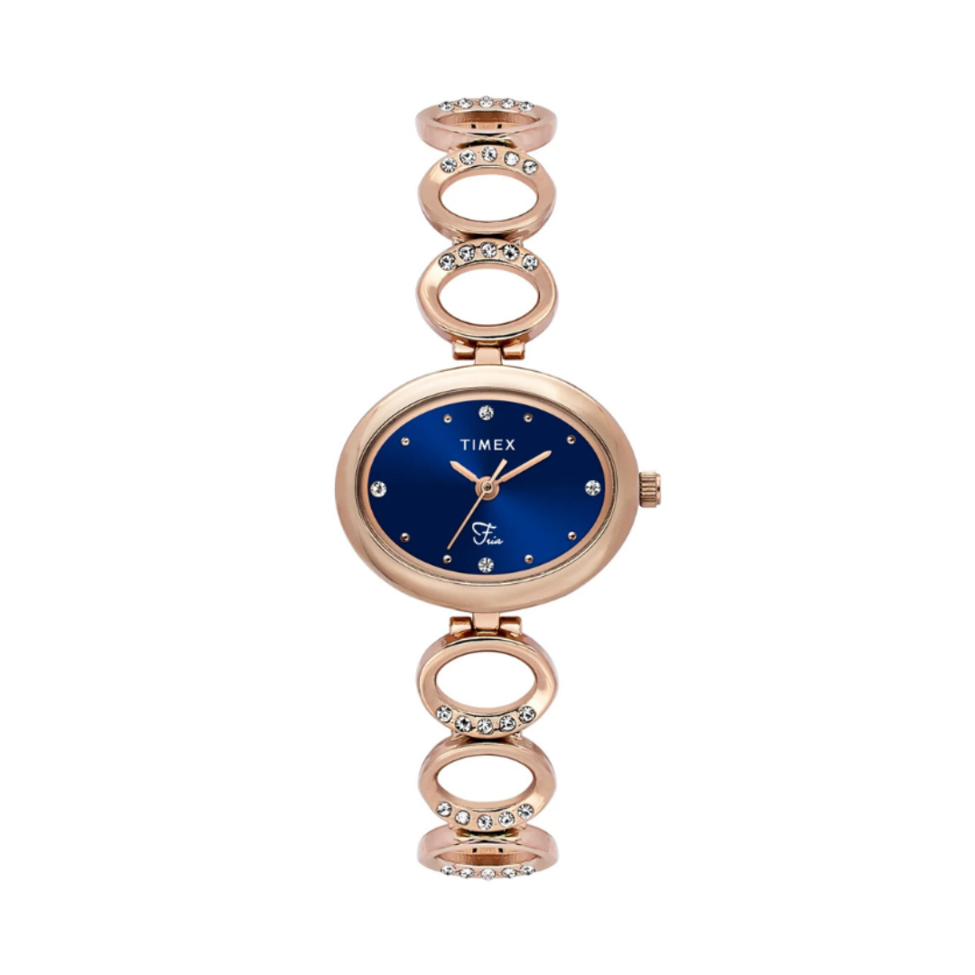 Timex TWEL24003 | Fria Women Quartz Blue Dial Analog Brass Watch.