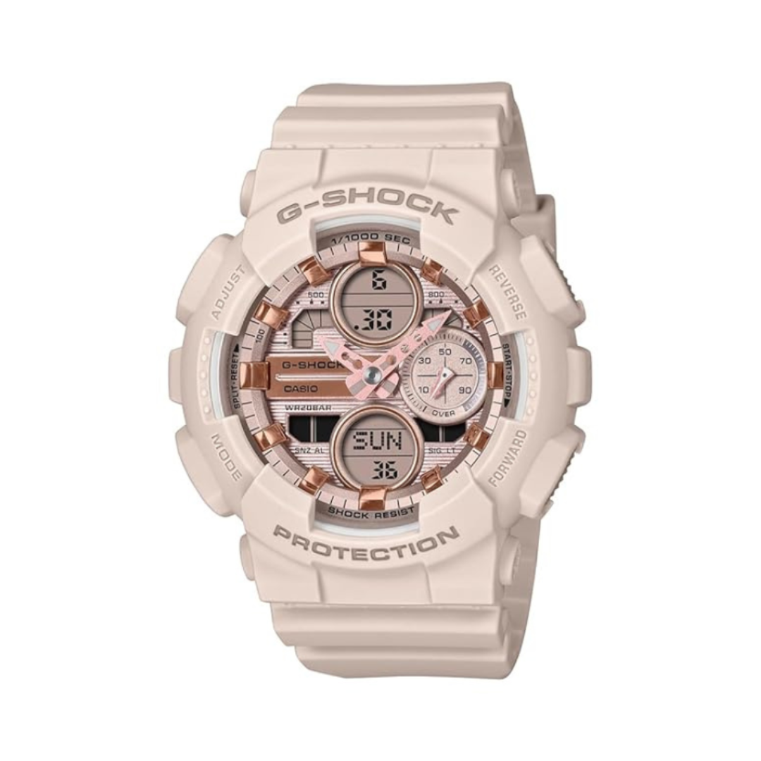 Casio GMA-S140PG-4ADR G1801 | G-Shock Women Quartz Rose Gold Dial Analog-Digital Resin Watch