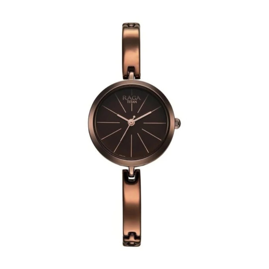 Titan 2606QM03 | Titan Raga Viva Quartz Analog Brown Dial Brown Metal Strap Watch for Women