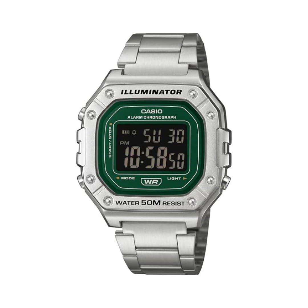 Casio W-218HD-3AVDF I136 | G-Shock Unisex Quartz Green Dial Digital Stainless Steel Watch