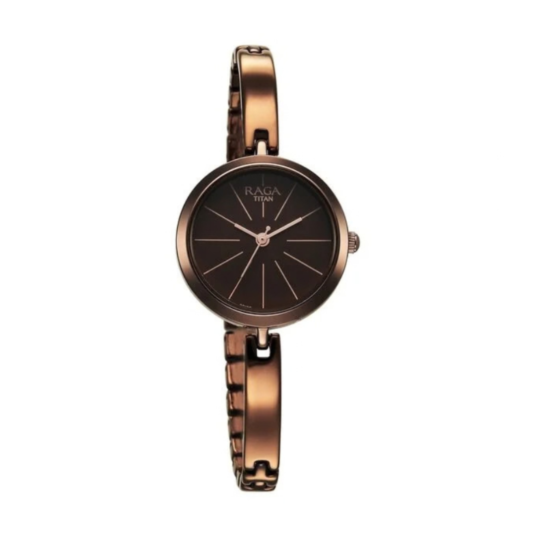 Titan 2606QM03 | Titan Raga Viva Quartz Analog Brown Dial Brown Metal Strap Watch for Women