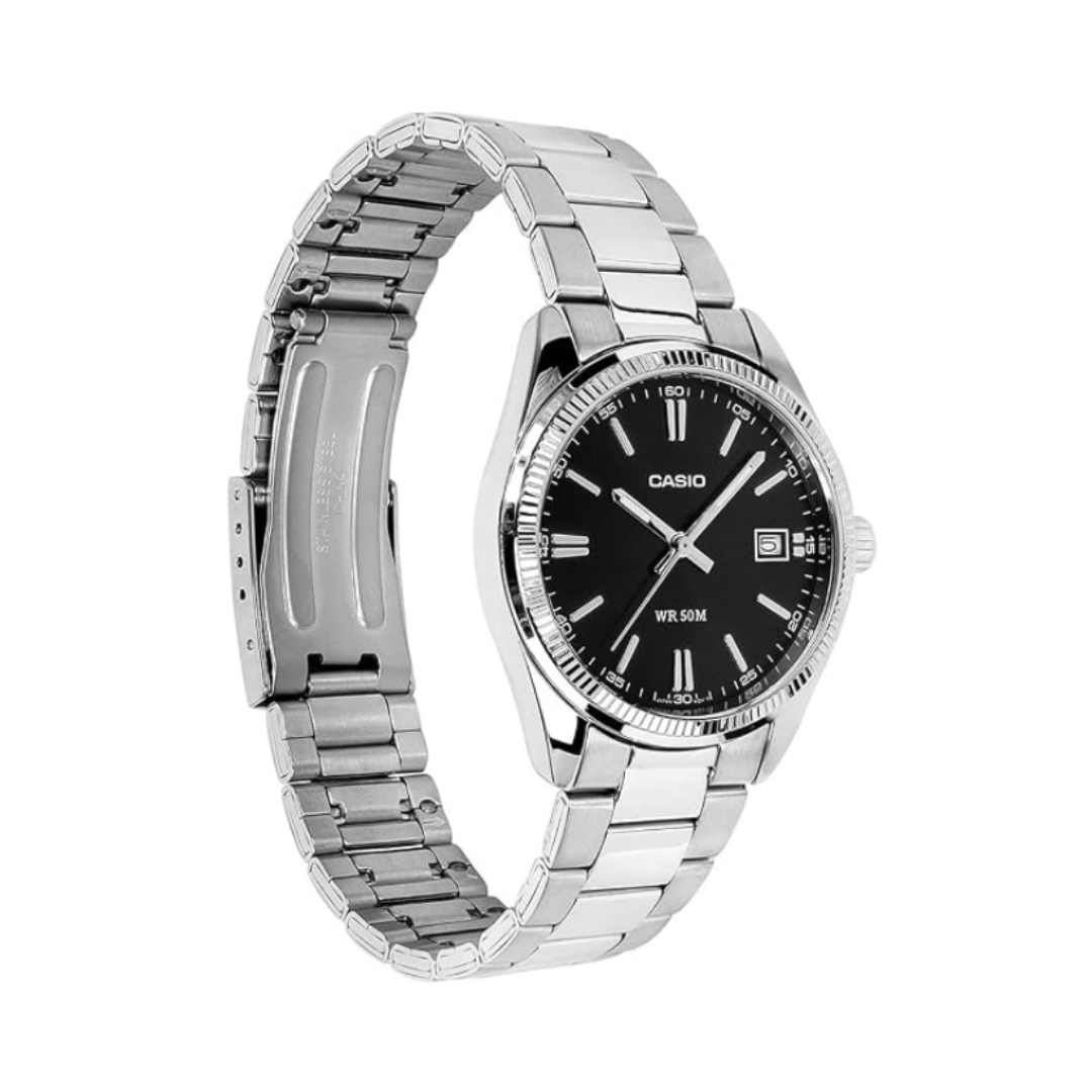 Casio UTP-1302PD-1AVDF A2563 | Unisex Quartz Black Dial Analog Stainless Steel Watch