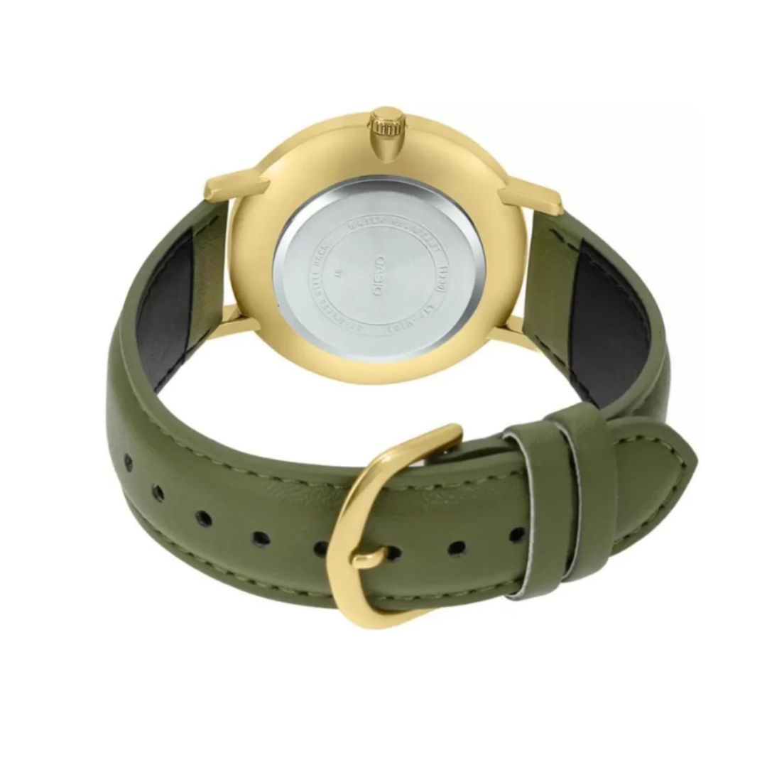 Casio MTP-VT01GL-3BUDF A1782 | Enticer Men Quartz Green Dial Analog Leather Watch