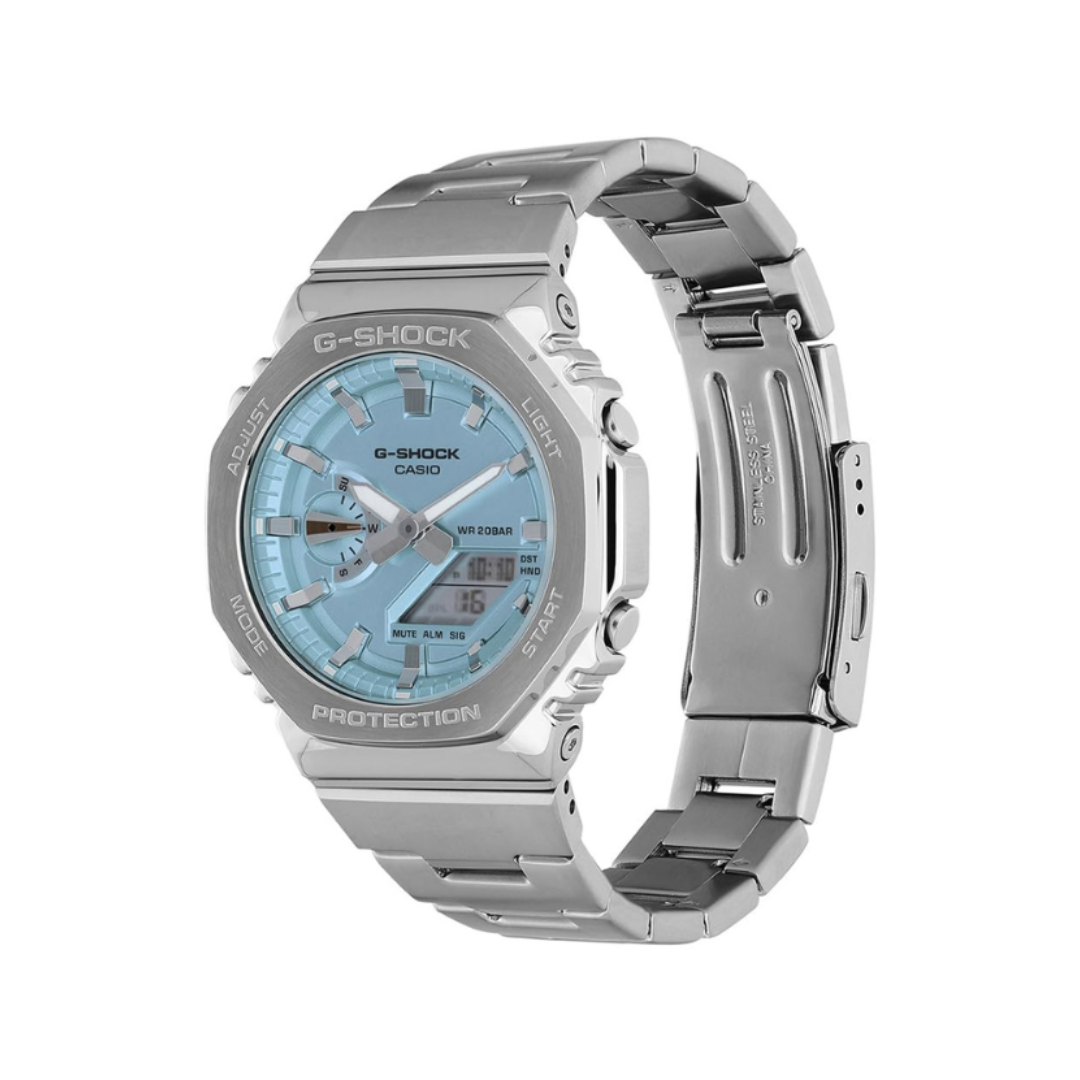 Casio GM-2110D-2ADR G1613 | G-Shock Men Quartz Blue Dial Analog-Digital Stainless Steel Watch