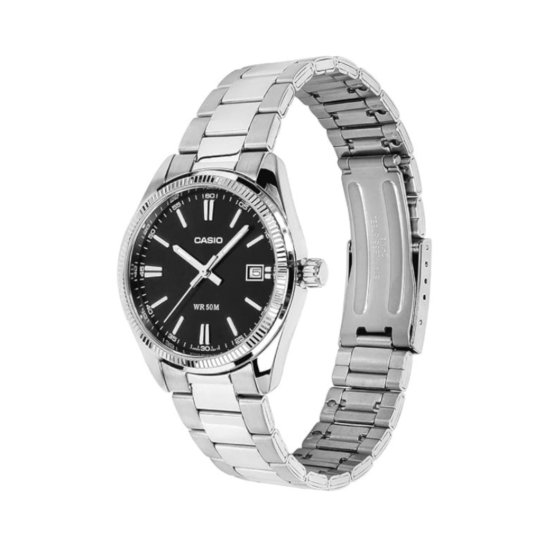 Casio UTP-1302PD-1AVDF A2563 | Unisex Quartz Black Dial Analog Stainless Steel Watch