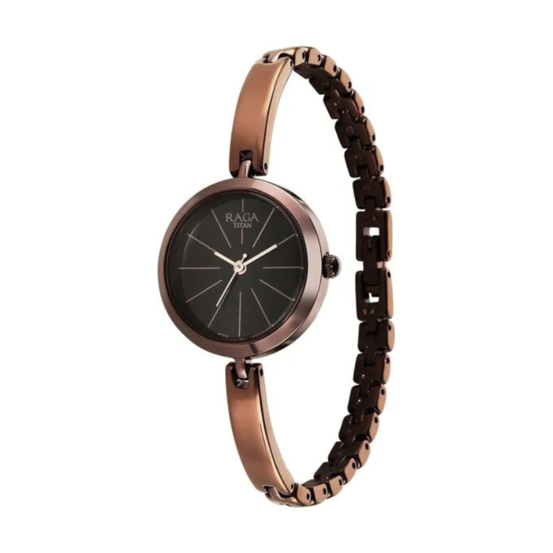 Titan 2606QM03 | Titan Raga Viva Quartz Analog Brown Dial Brown Metal Strap Watch for Women