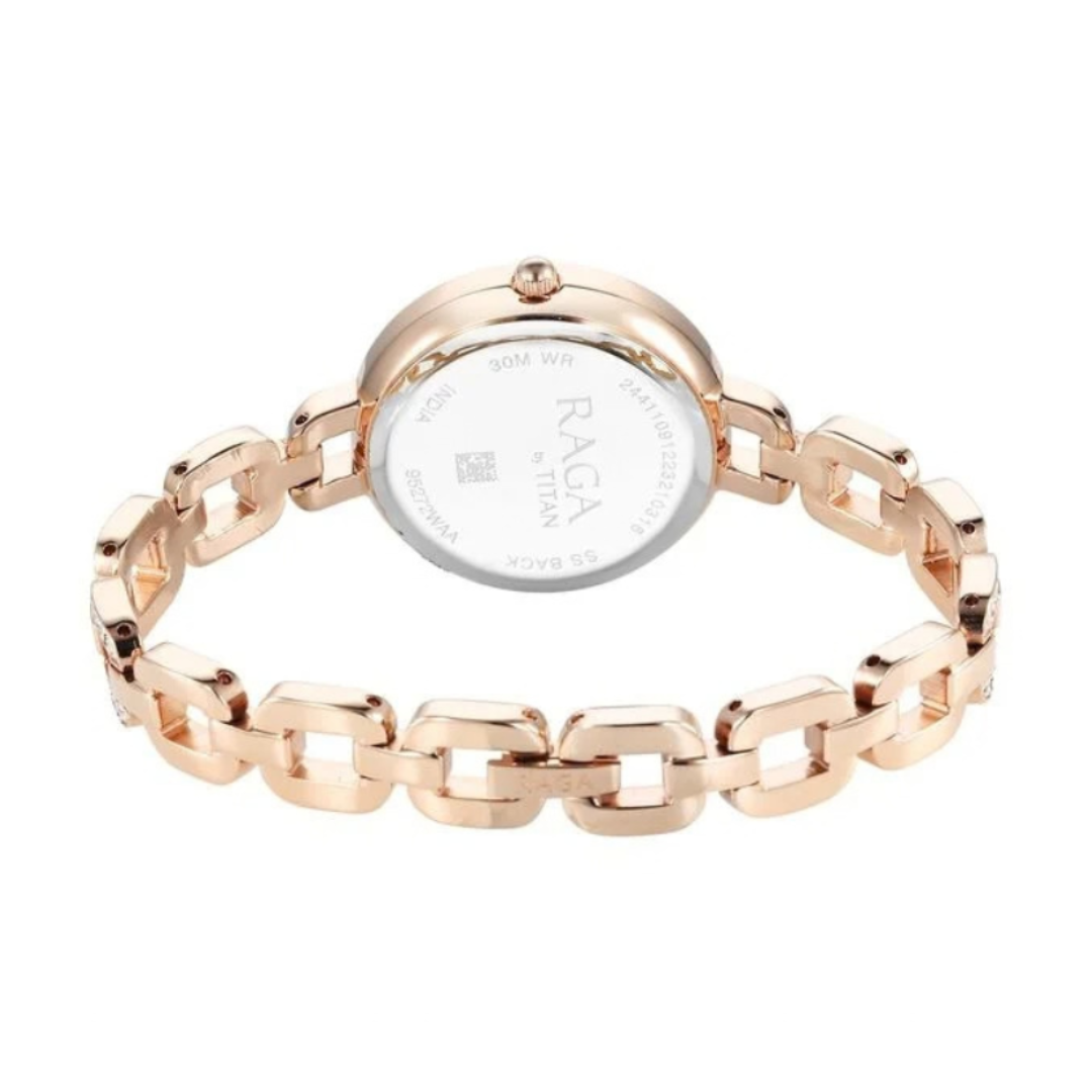 Titan 95272WM01 | Titan Raga Showstopper Quartz Analog Mother Of Pearl Dial Rose Gold Metal Strap Watch For Women