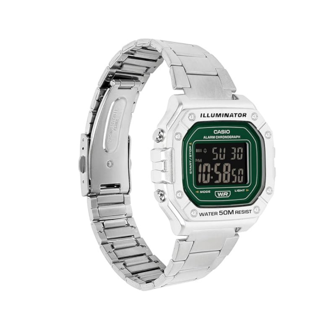 Casio W-218HD-3AVDF I136 | G-Shock Unisex Quartz Green Dial Digital Stainless Steel Watch