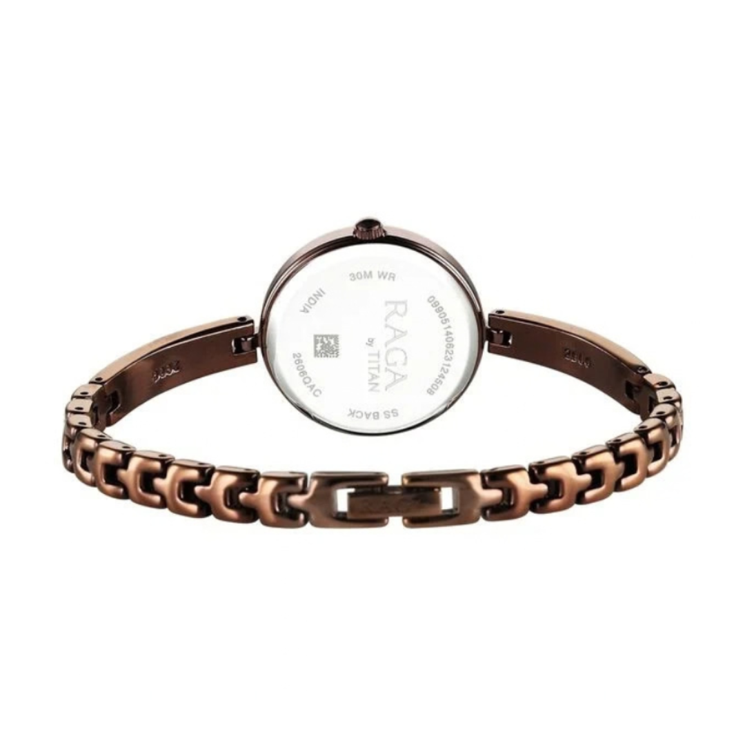 Titan 2606QM03 | Titan Raga Viva Quartz Analog Brown Dial Brown Metal Strap Watch for Women