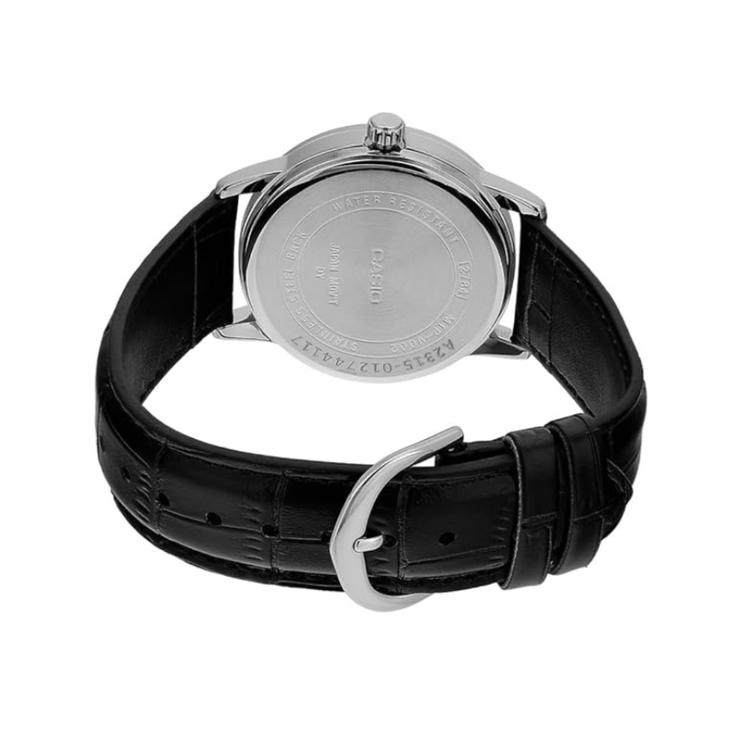 Casio MTP-V006L-1B2UDF A2317 | Enticer Men Quartz Black Dial Analog Leather Watch