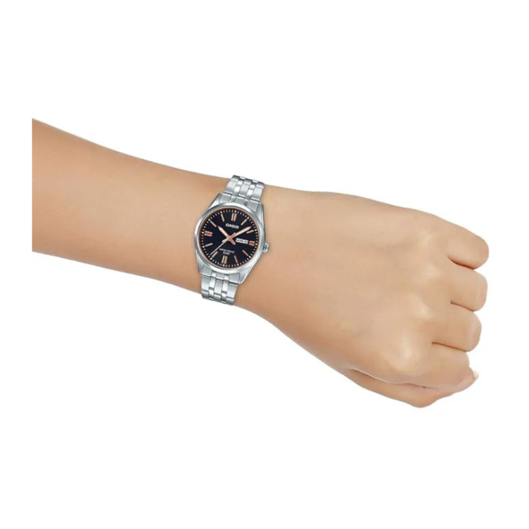 Casio LTP-1335D-1A2VDF A1504 | Enticer Women Quartz Black Dial Analog Stainless Steel Watch
