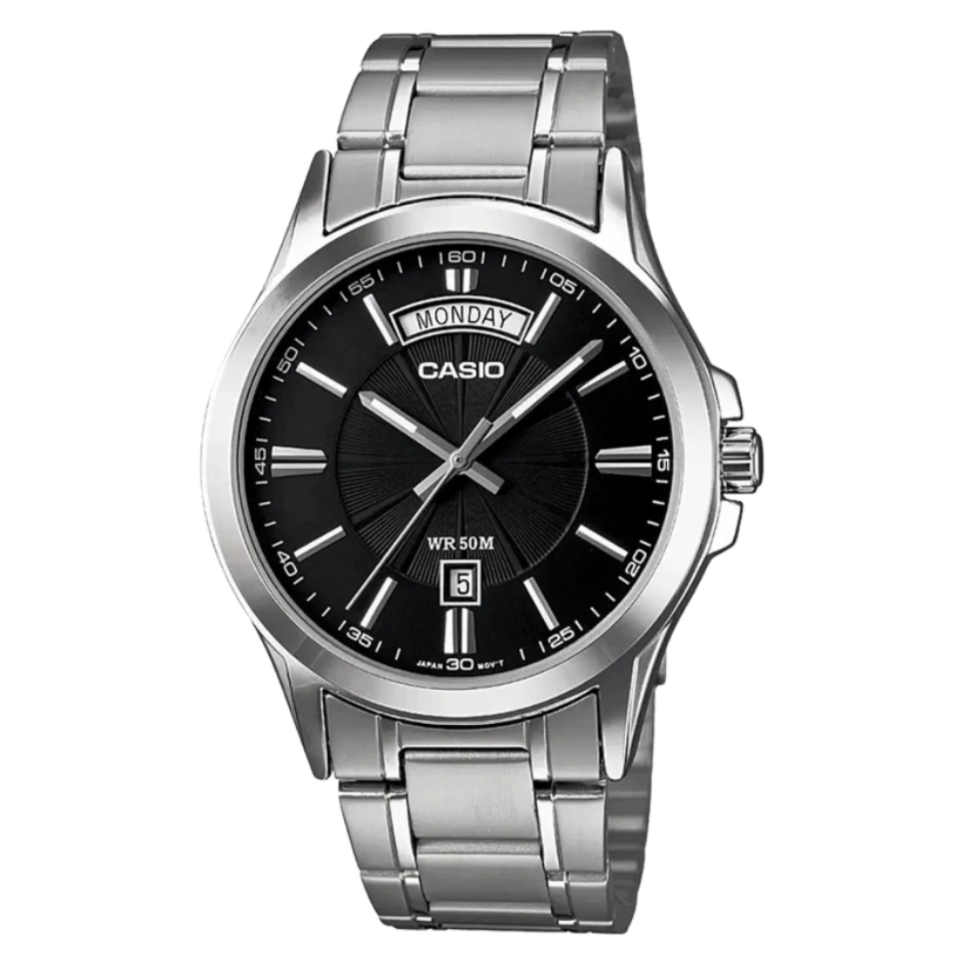 Casio MTP-1381D-1AVDF A840 | Enticer Men Quartz Black Dial Analog Stainless Steel Watch