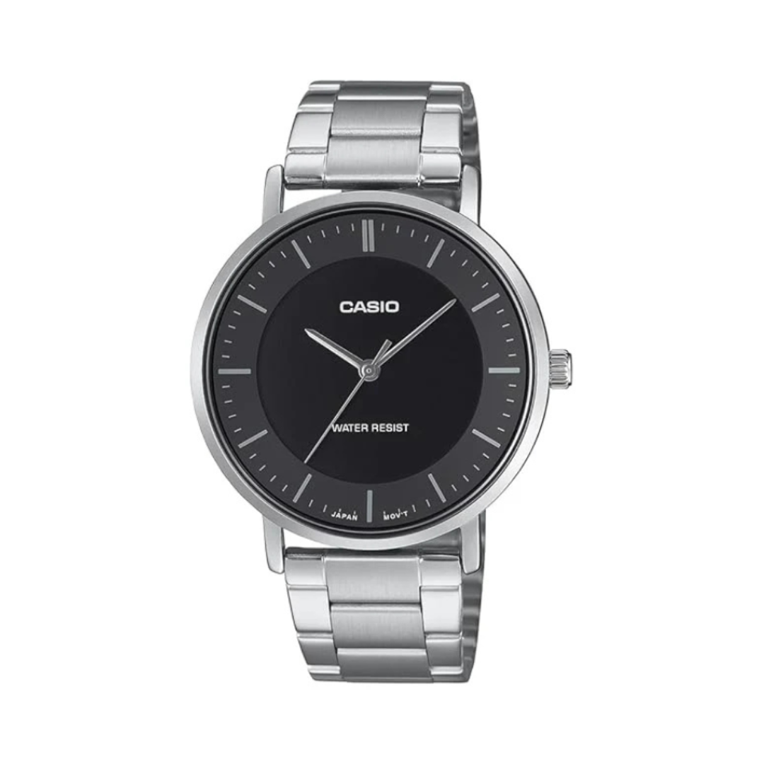 Casio MTP-VT04D-1EDF A2411 | Enticer Men Quartz Black Dial Analog Stainless Steel Watch