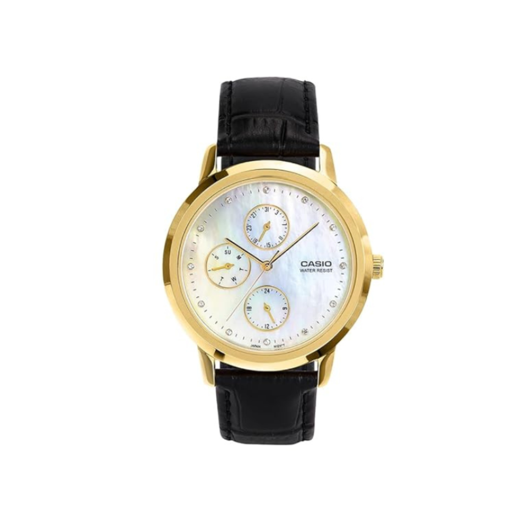 Casio LTP-SN6KGSL-7A A2495 | LTP Women Quartz White Dial Analog Leather Watch