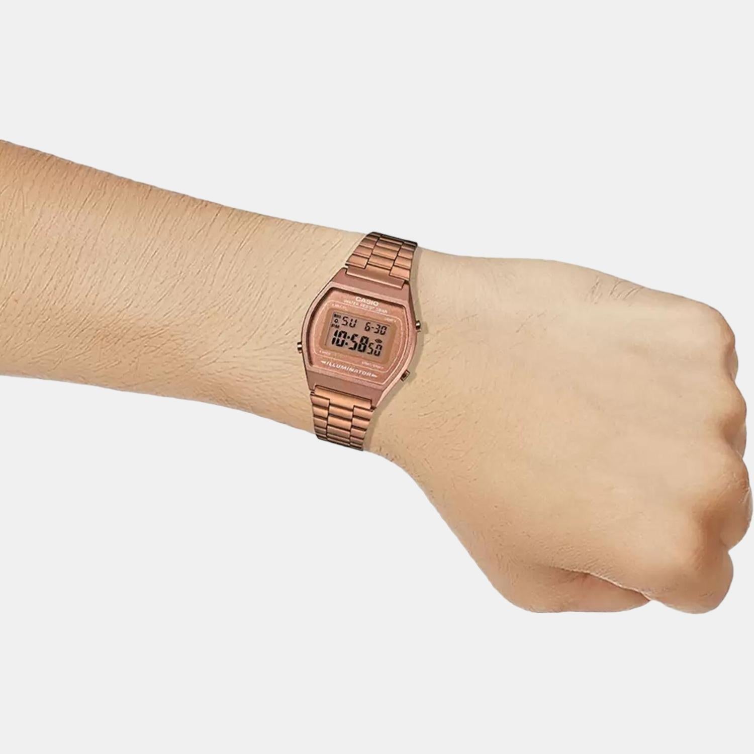 Vintage Unisex Quartz Rose Gold Dial Digital Stainless Steel Watch D128