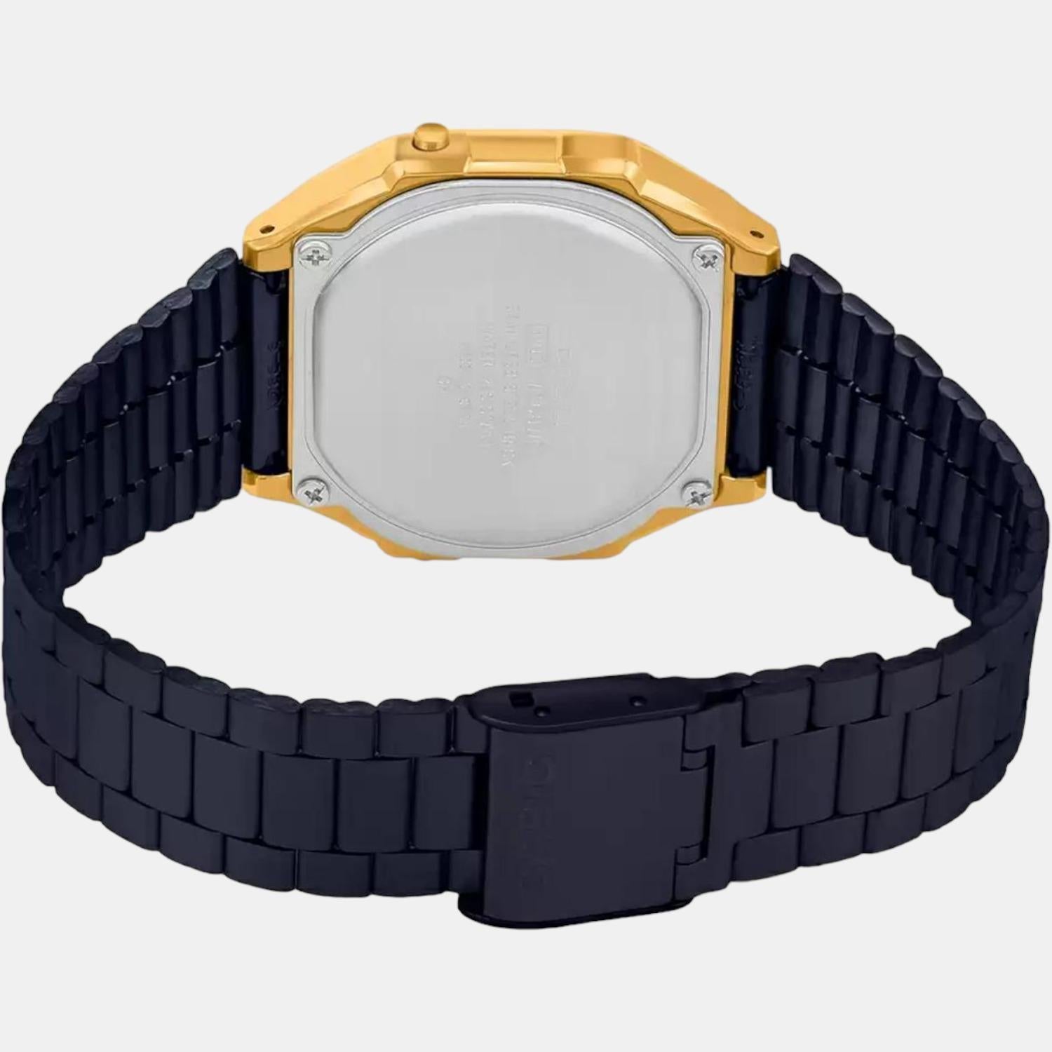 Vintage Men Quartz Black Dial Digital Stainless Steel Watch D148
