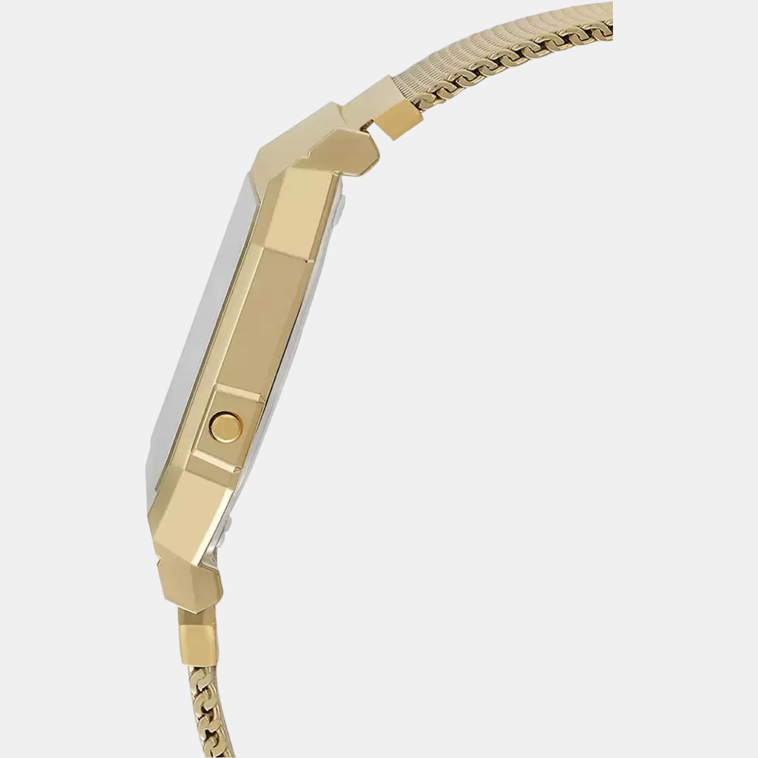 Vintage Unisex Quartz Gold Dial Digital Mesh Watch D171