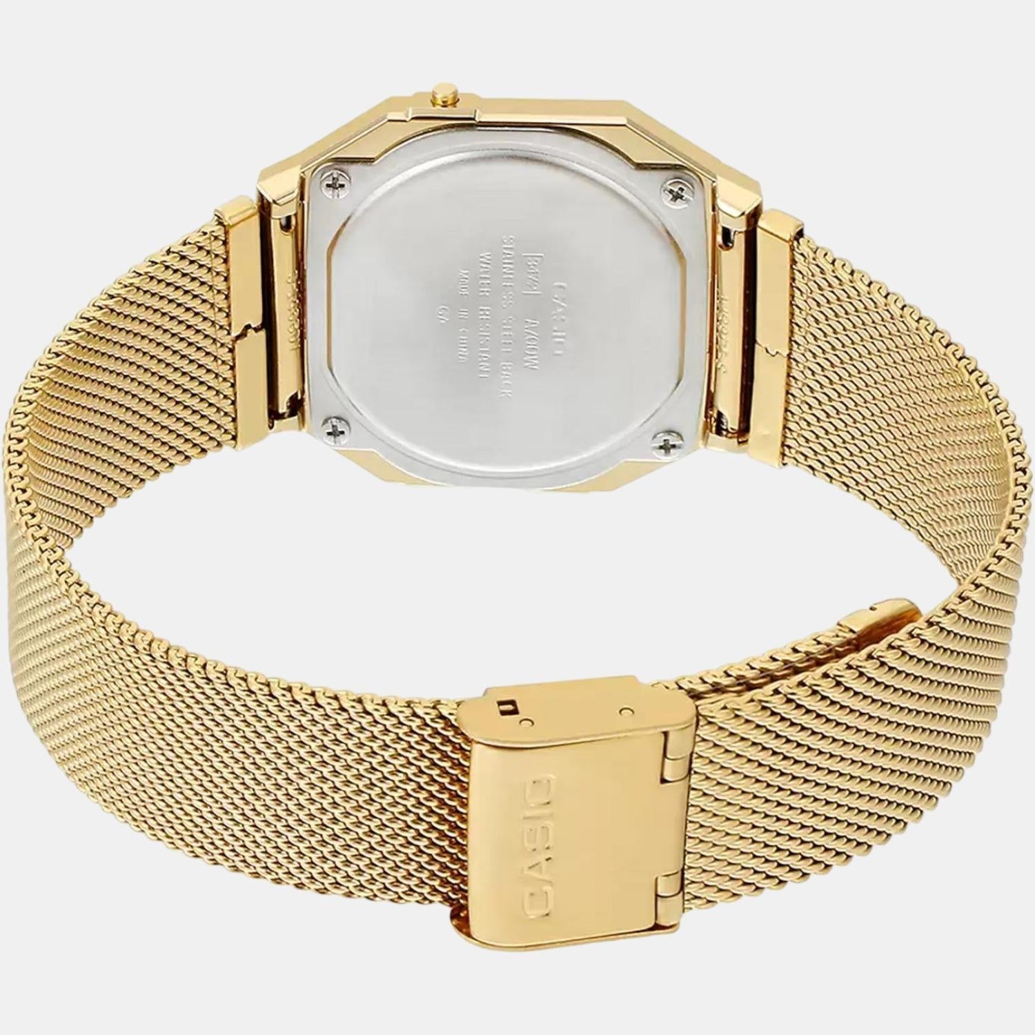 Vintage Unisex Quartz Gold Dial Digital Mesh Watch D171