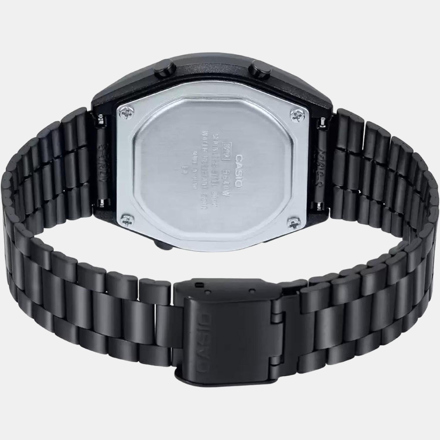 Vintage Unisex Quartz Black Dial Digital Stainless Steel Watch D185