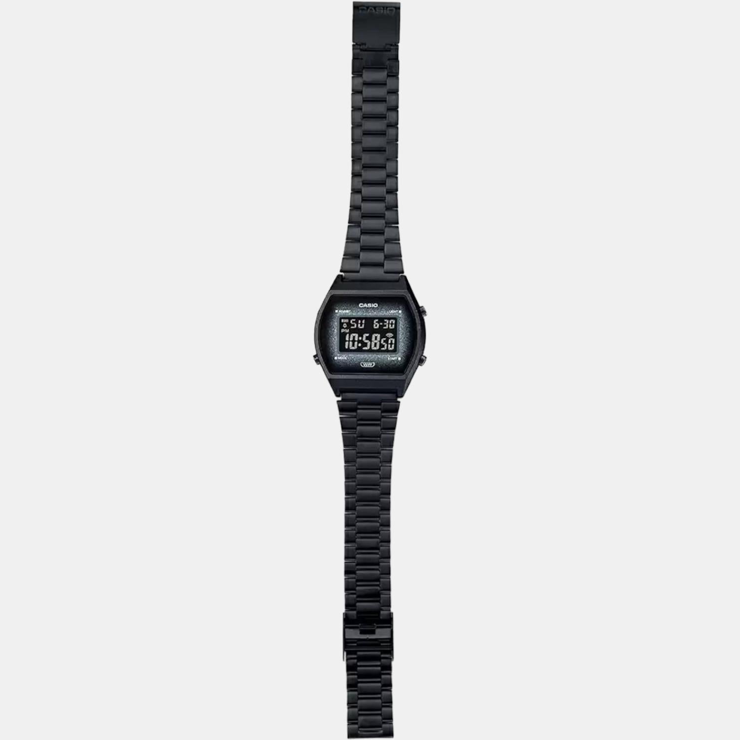 Vintage Unisex Quartz Black Dial Digital Stainless Steel Watch D185