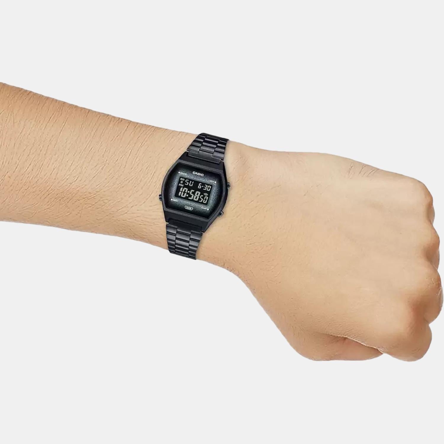 Vintage Unisex Quartz Black Dial Digital Stainless Steel Watch D185