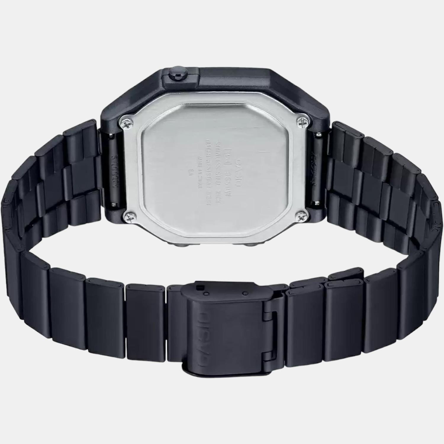 Vintage Unisex Quartz Black Dial Digital Stainless Steel Watch D199