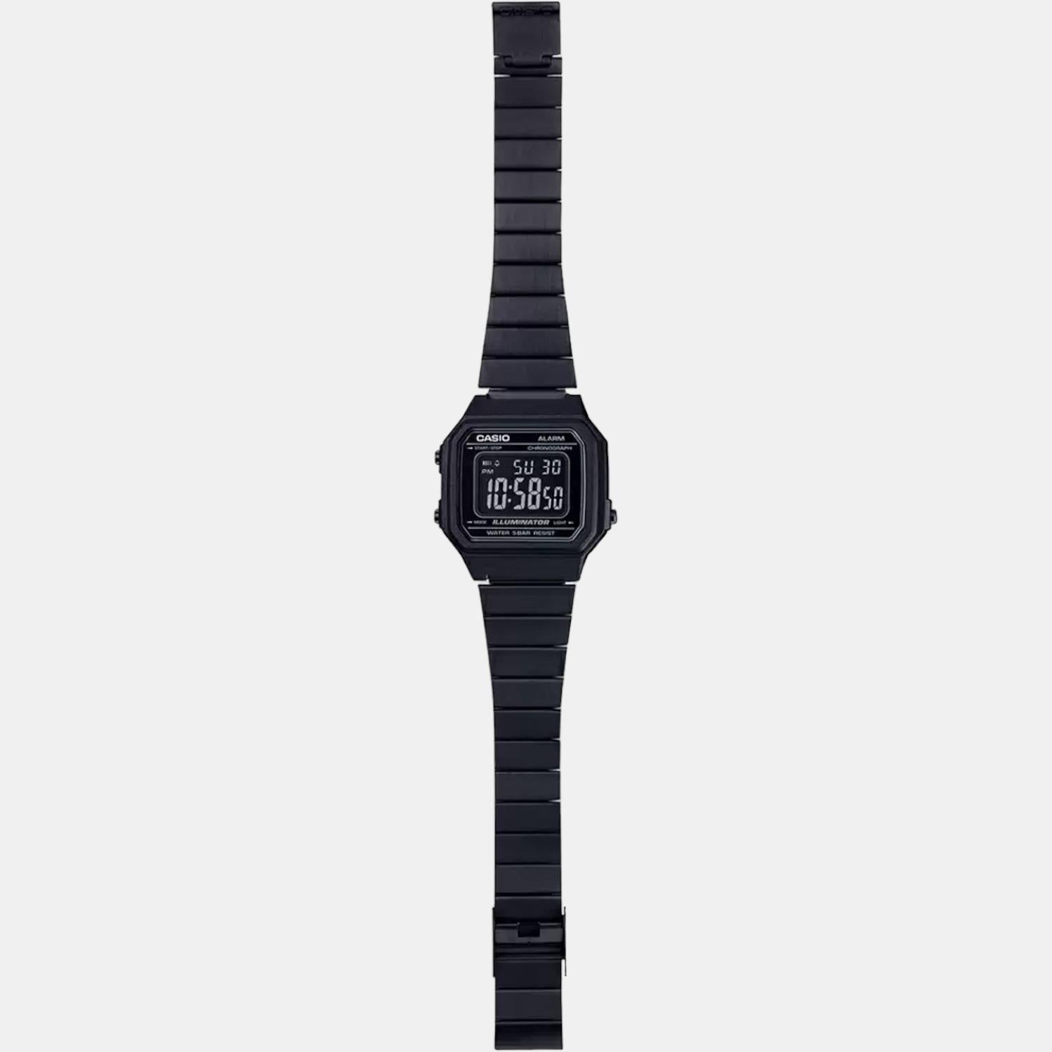 Vintage Unisex Quartz Black Dial Digital Stainless Steel Watch D199