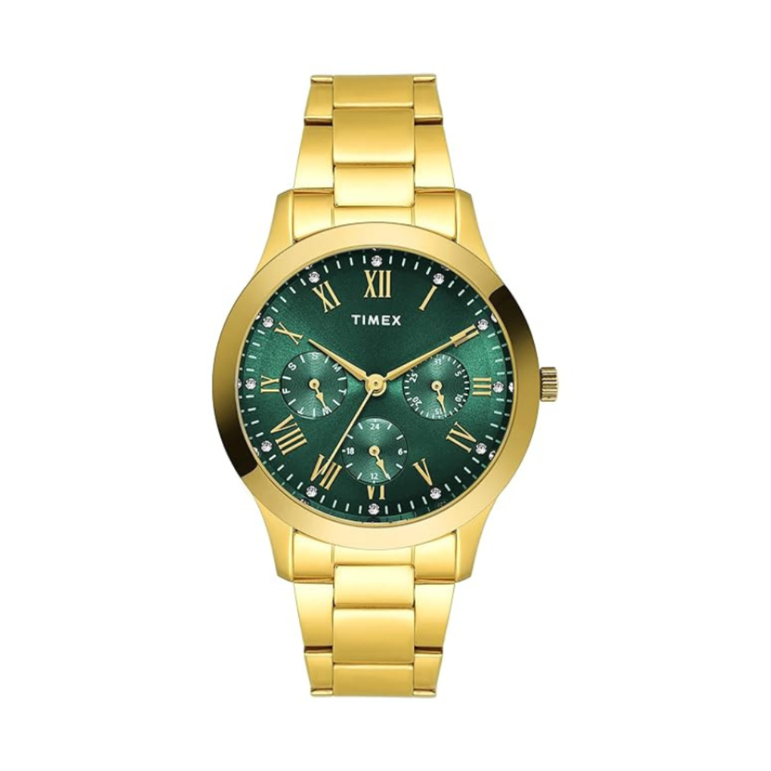 Timex TW000Q821 | Trendline Women Quartz Green Dial Multi-Function Stainless Steel Watch