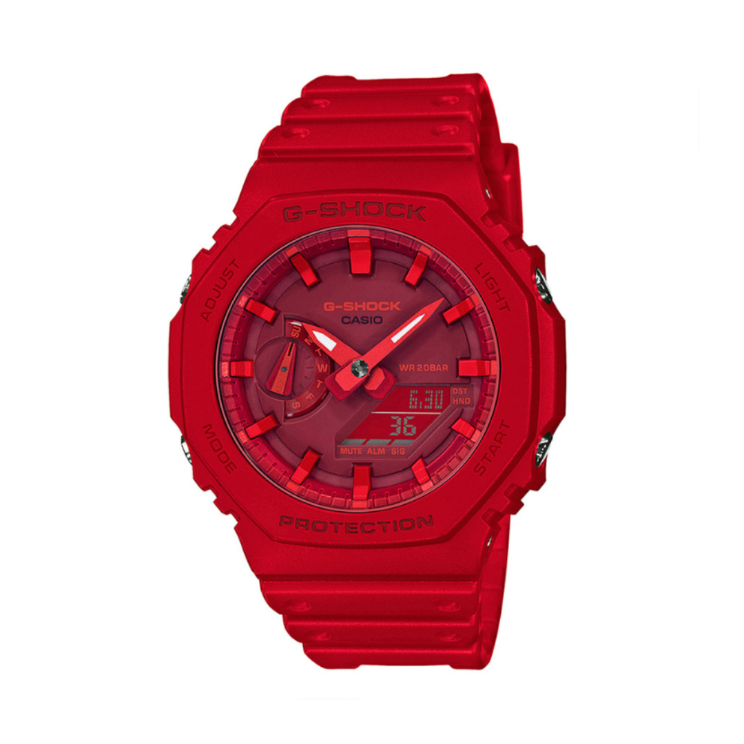Casio GA-2100-4ADR G988 | G-Shock Men Quartz Red Dial Analog-Digital Resin Watch .