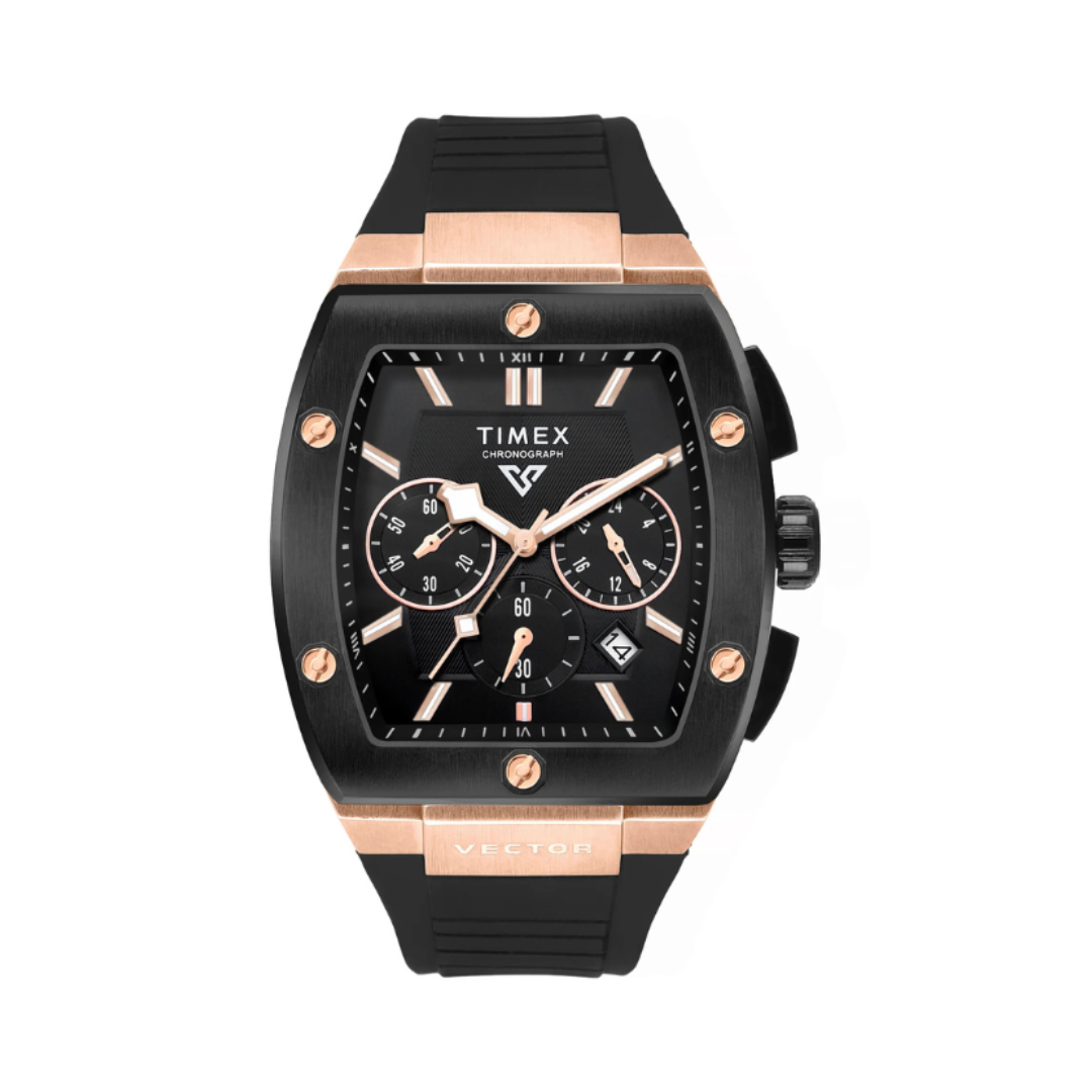 Timex TWEG262O1 | TIMEX Vector Men Black Rectangle Chronograph Dial Analog Watch