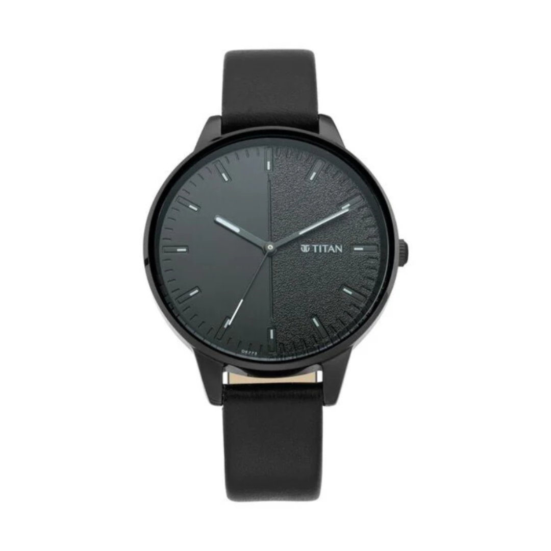 Titan 2648NL01 | Titan Women's Precision Simplicity Watch: Black Gradient Dial with Leather Strap