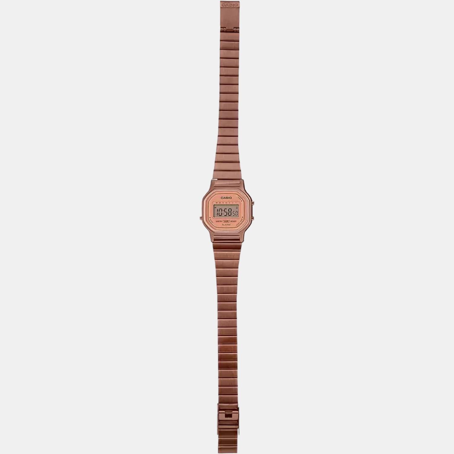 Vintage Women Quartz Rose Gold Dial Digital Stainless Steel Watch D217
