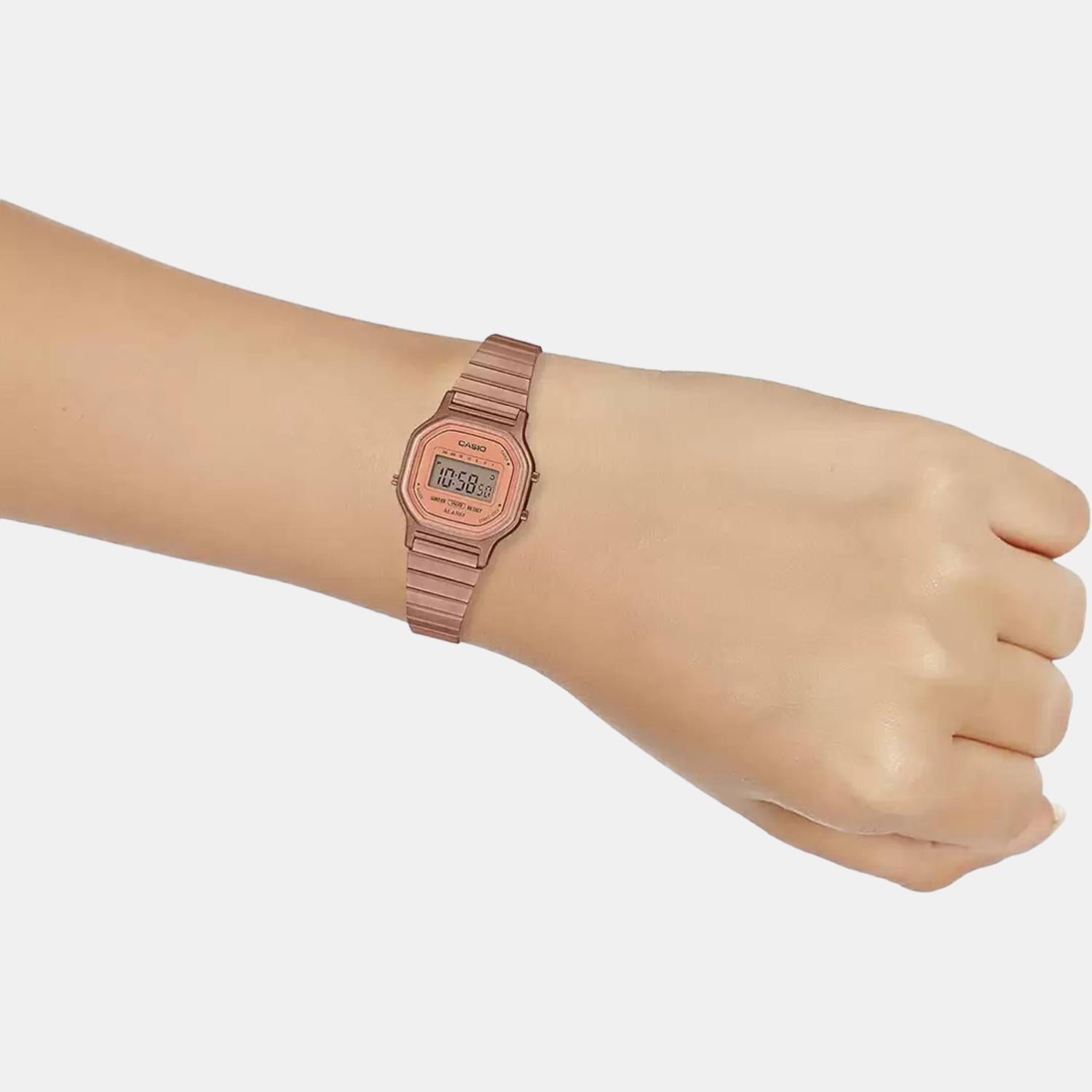 Vintage Men Quartz Rose Gold Dial Digital Mesh Watch D216