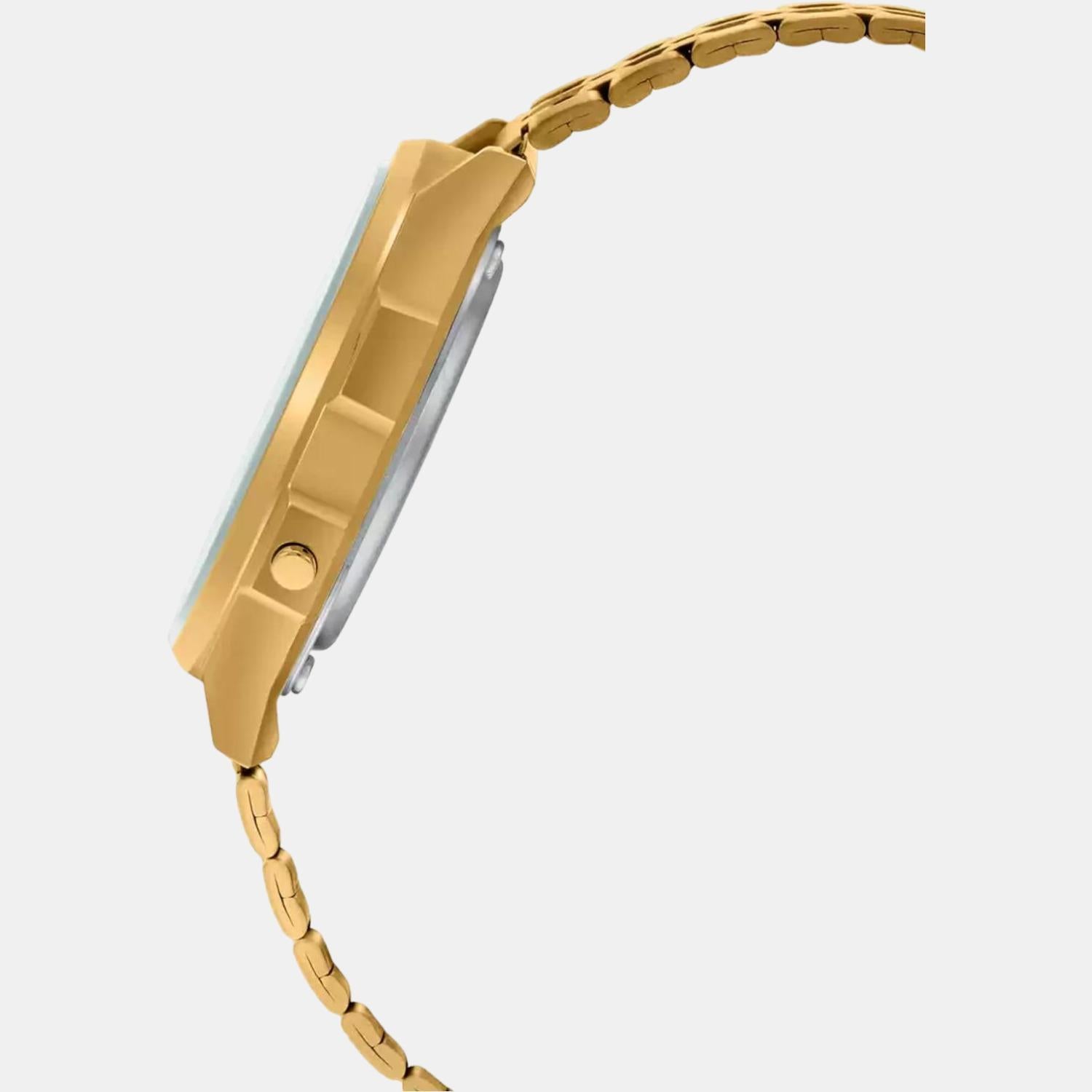 Vintage Unisex Quartz Gold Dial Digital Stainless Steel Watch D224
