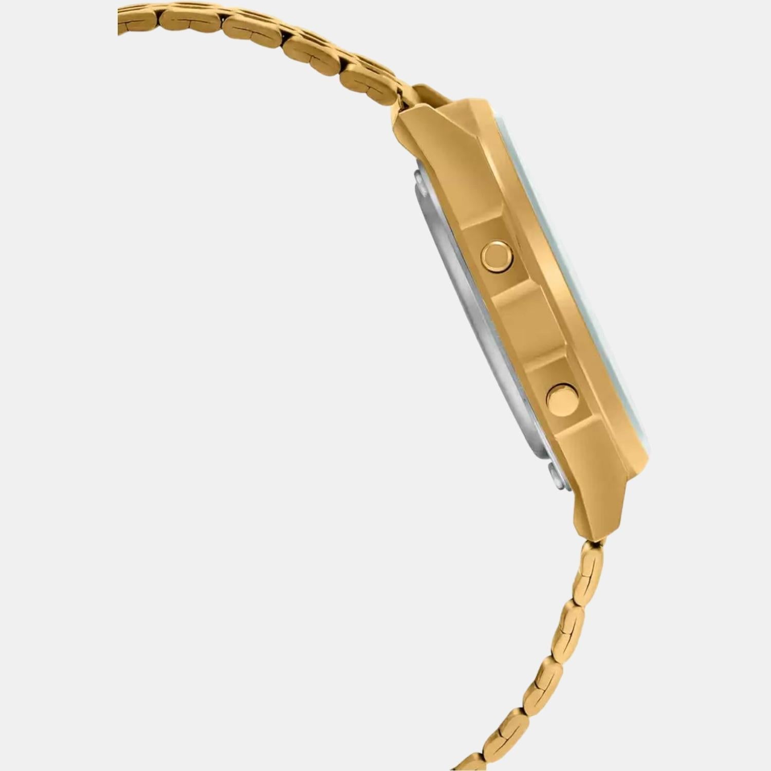 Vintage Unisex Quartz Gold Dial Digital Stainless Steel Watch D224