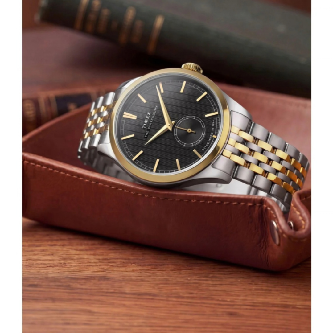 Timex TW2Y91900IK | Timex Waterbury Round 39mm Black Dial Analog Men Watch.