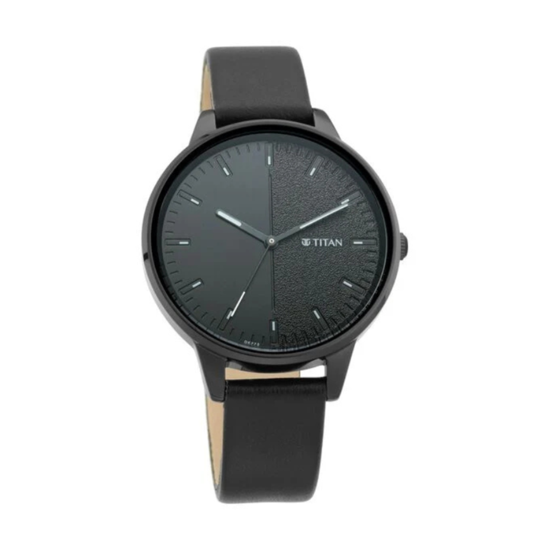 Titan 2648NL01 | Titan Women's Precision Simplicity Watch: Black Gradient Dial with Leather Strap