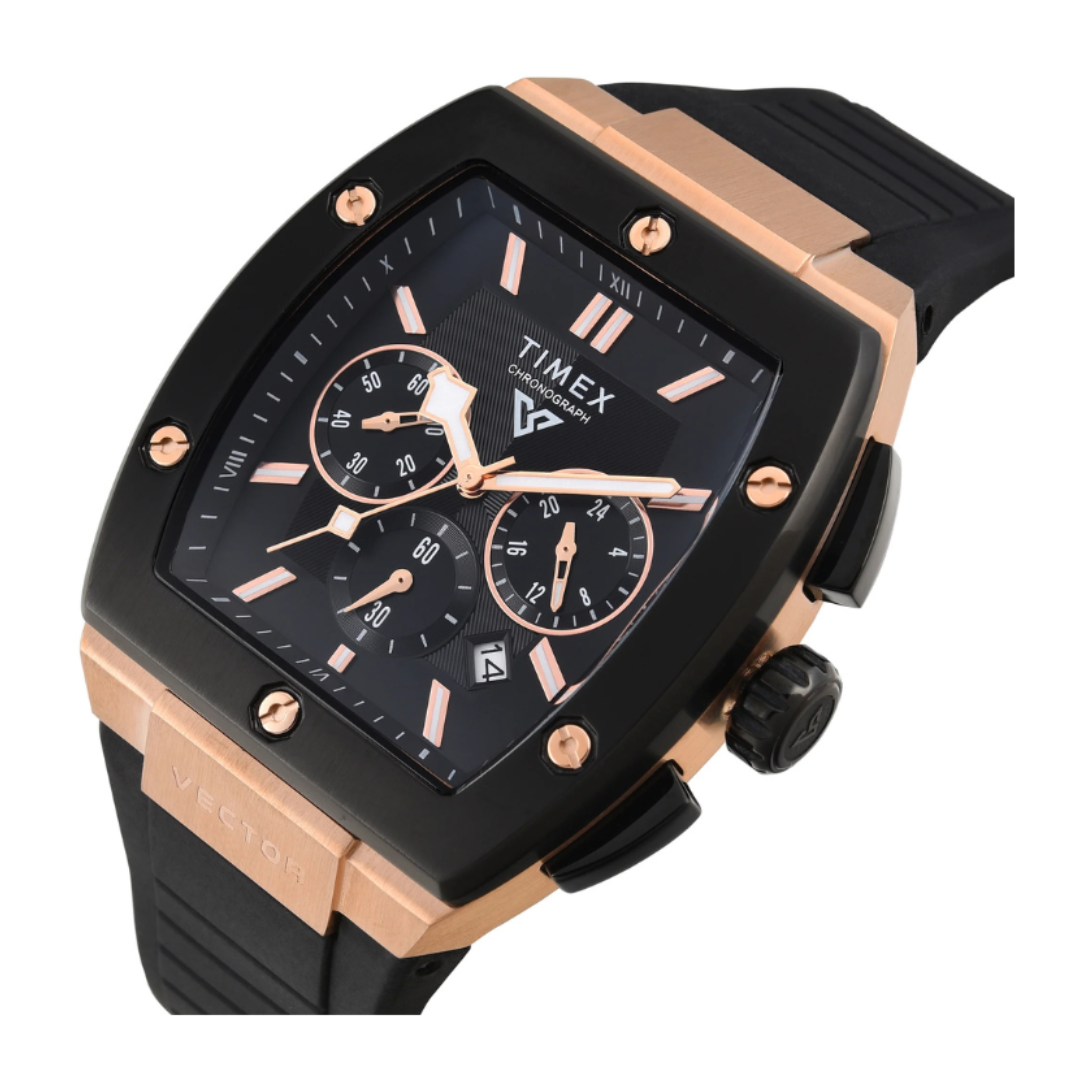 Timex TWEG262O1 | TIMEX Vector Men Black Rectangle Chronograph Dial Analog Watch