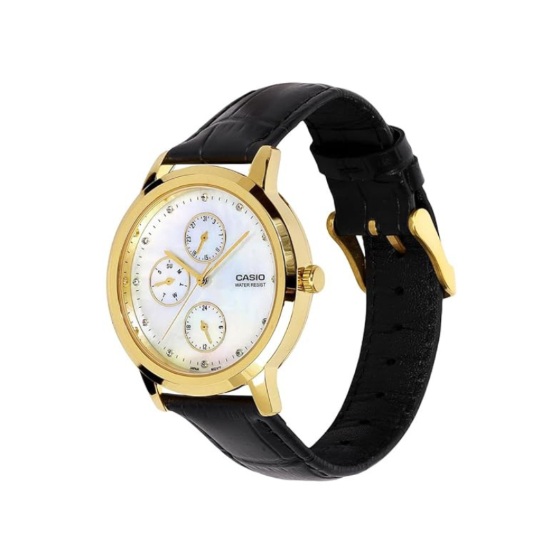 Casio LTP-SN6KGSL-7A A2495 | LTP Women Quartz White Dial Analog Leather Watch