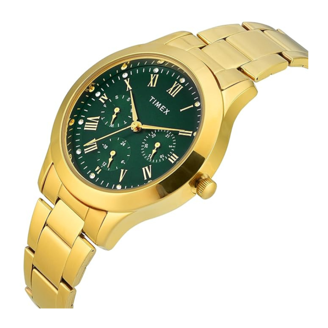 Timex TW000Q821 | Trendline Women Quartz Green Dial Multi-Function Stainless Steel Watch