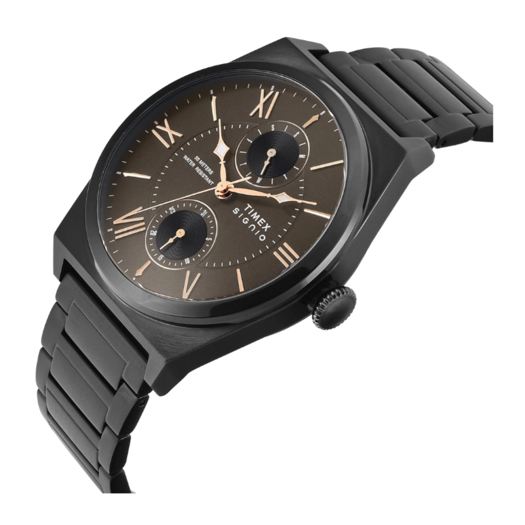 Timex TWEG34502 | Timex Signio Round 42mm Brown Dial Analog Men Watch