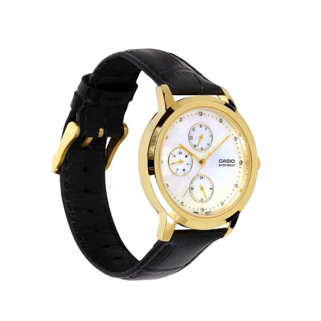 Casio LTP-SN6KGSL-7A A2495 | LTP Women Quartz White Dial Analog Leather Watch