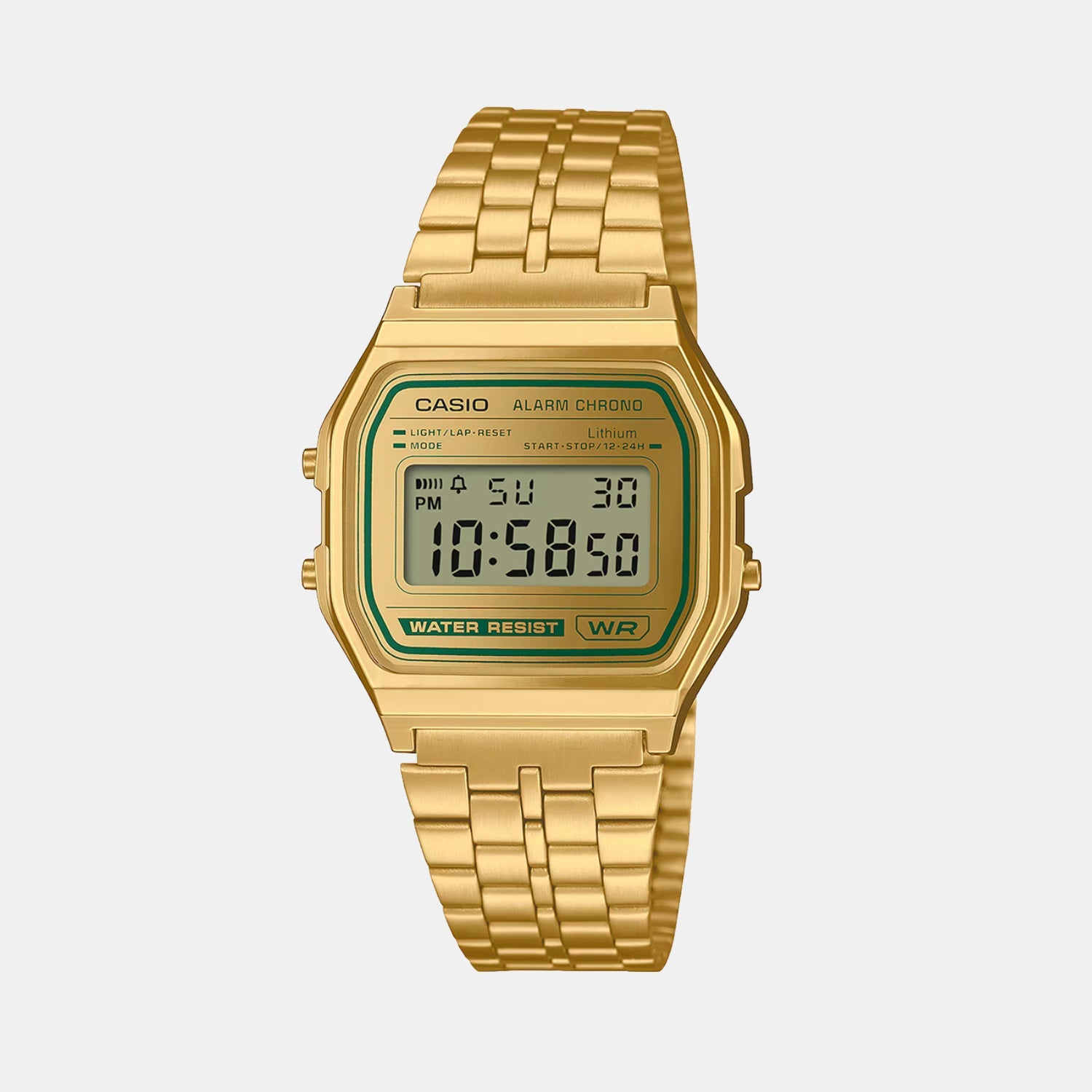 Vintage Unisex Quartz Gold Dial Digital Stainless Steel Watch D377