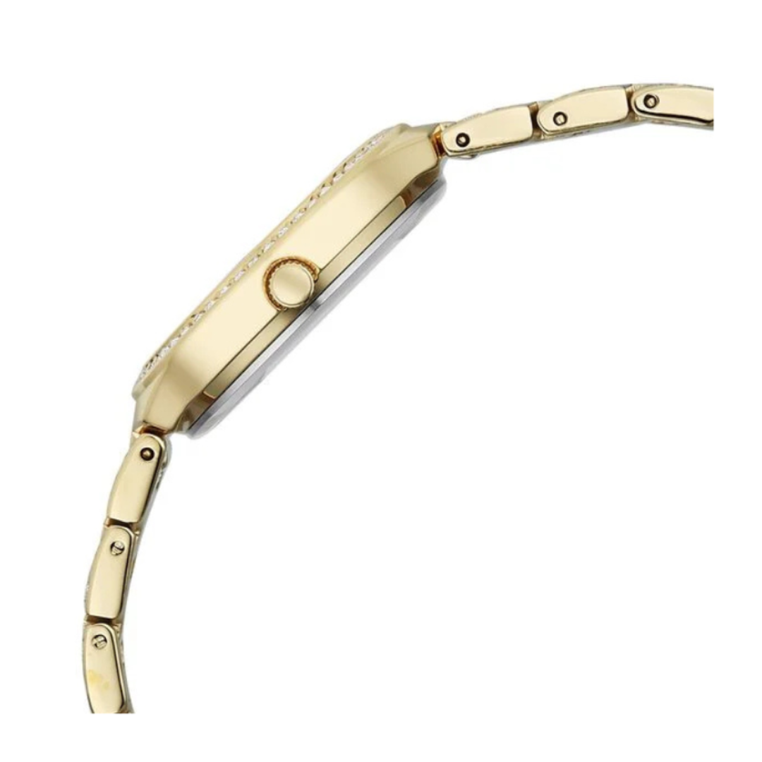 Titan 95428YM01 | Titan Raga Spotlight Quartz Analog Green Dial Golden Metal Strap Watch For Women
