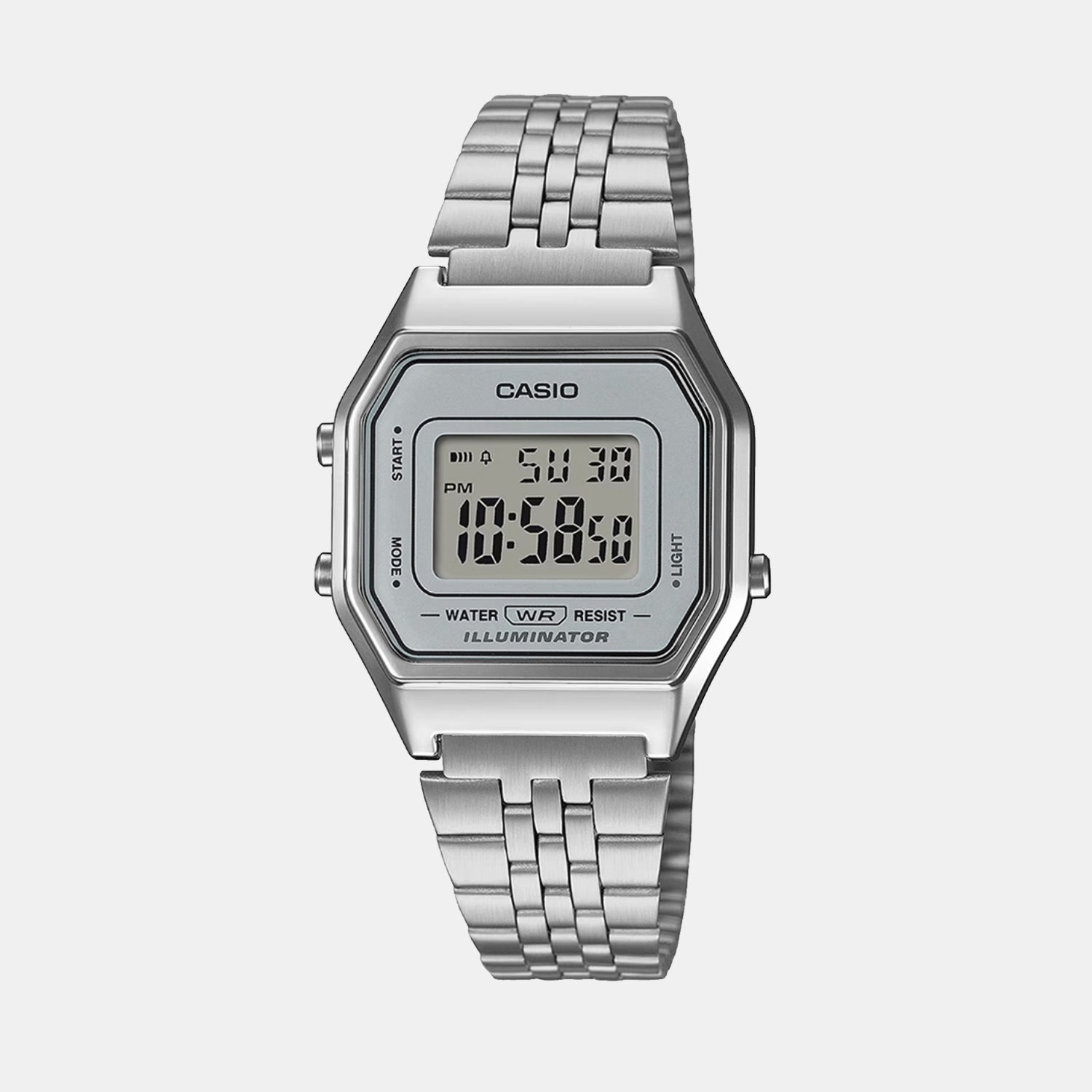 Vintage Women Quartz Grey Dial Digital Stainless Steel Watch D409 LA680WA-7DF