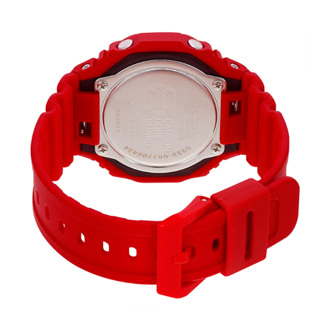 Casio GA-2100-4ADR G988 | G-Shock Men Quartz Red Dial Analog-Digital Resin Watch .