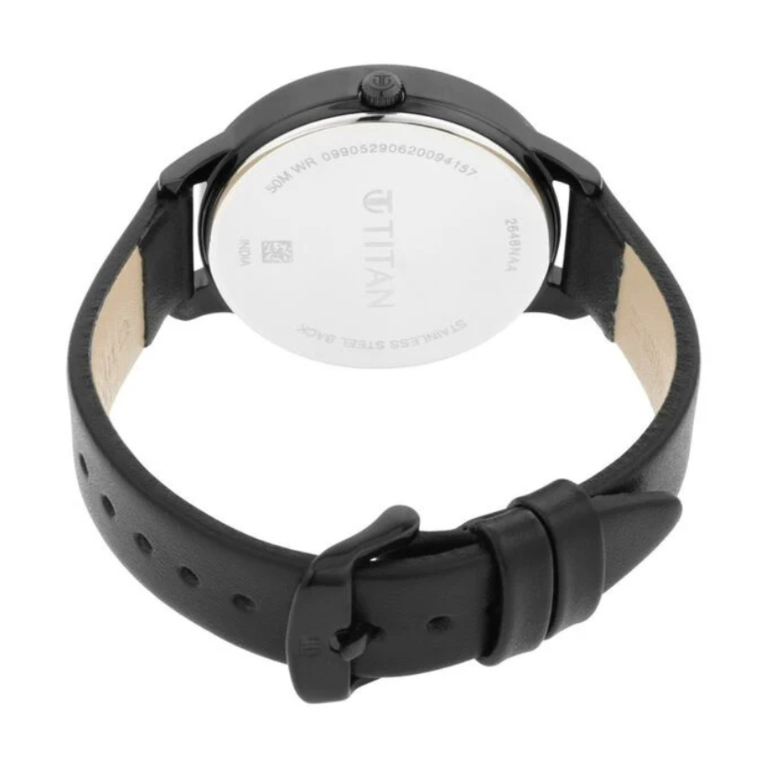 Titan 2648NL01 | Titan Women's Precision Simplicity Watch: Black Gradient Dial with Leather Strap