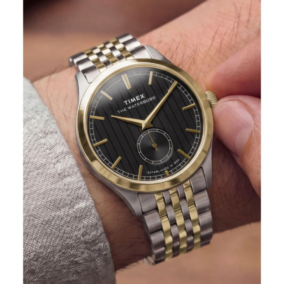 Timex TW2Y91900IK | Timex Waterbury Round 39mm Black Dial Analog Men Watch.